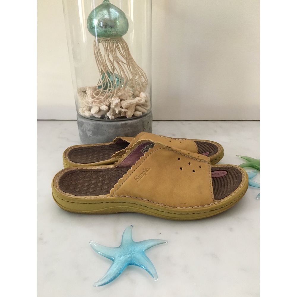 🌴Simple Brand 9157 Open Toe Leather Slide🌴